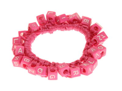 Hot Pink Alphabet Bead Scrunchie Hair Bobble