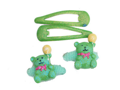 Green Glitter Teddy Hair Set