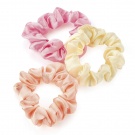 Three Piece Pink, Peach and Ivory Mini Elastic Scrunchie Set