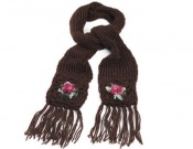 Brown Rose Chunky Knit Winter Scarf