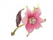 Pink Crystal Flower  Brooch