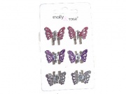 Multicolour Glitter Butterfly Claw Clips Silver