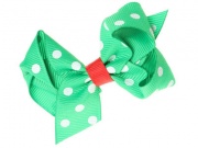 Green Polka Dot Christmas Bow Hair Clip