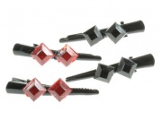 Crystal Square Hair Clamp Clips - Red