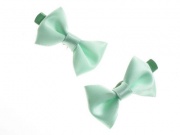 Mini Green Satin Bow Hair Clamp Clips
