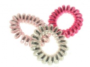 Pink Metallic Telephone Cord Scrunchie Hair Bobbles