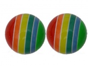 Rainbow Striped Ball Earrings
