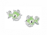 Green Punky Fish Stud Earrings
