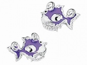 Purple Punky Fish Stud Earrings