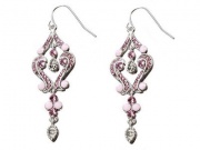 Rose Crystal Scroll Earrings