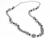 Textured Silver Bead Necklace