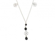Black Crystal Flower Necklace